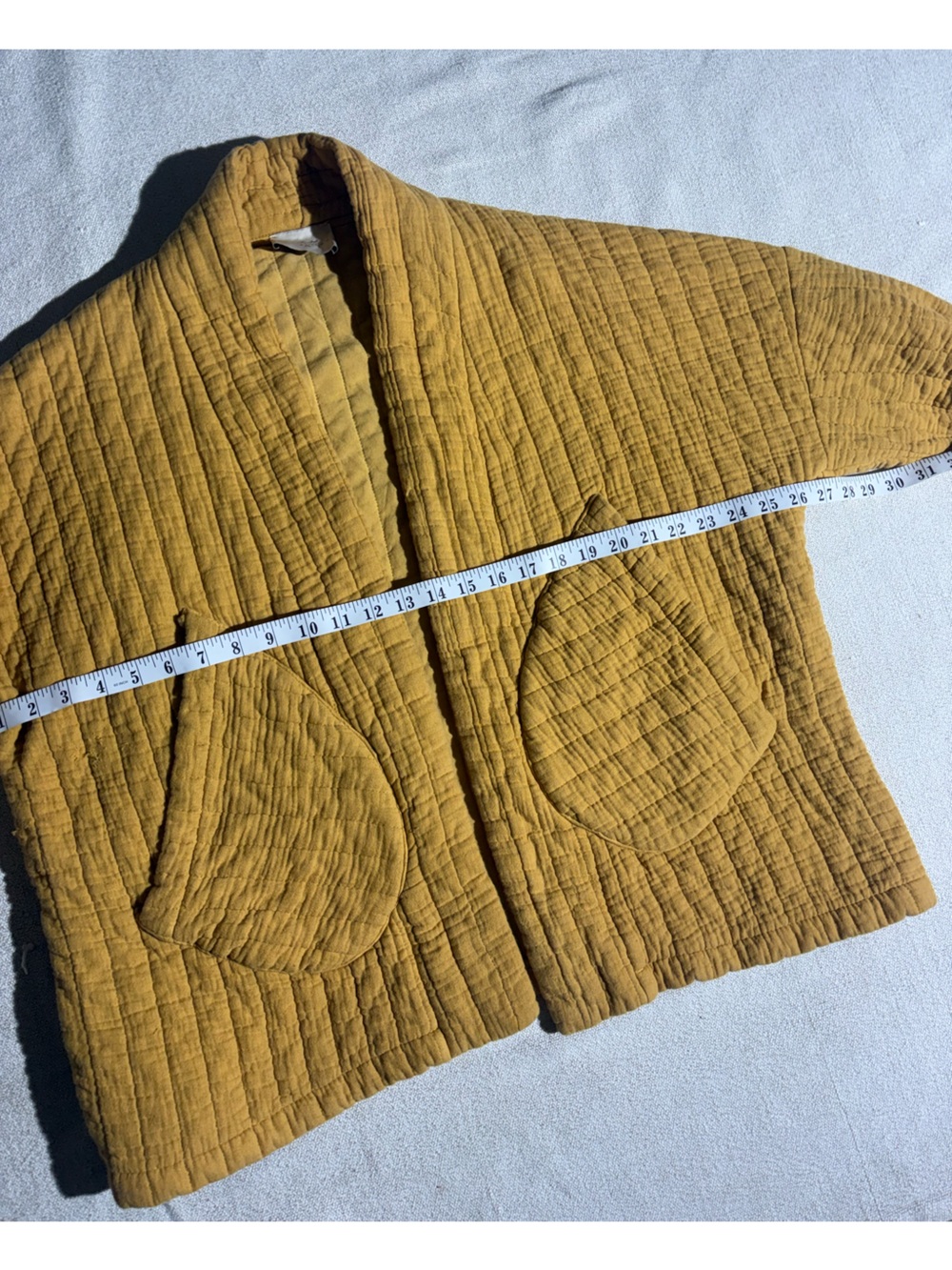 L’atelier Paris Intuition Quilted Mustard Open-Front Jacket Oversized S-L - Picture 2 of 11